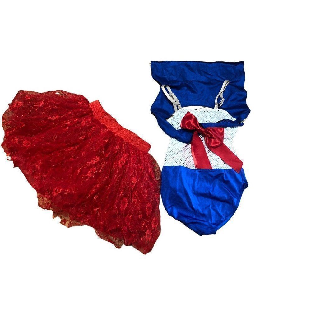 Girls Skating Dance Unitard Leotard Nautical Sailor Large Child LC